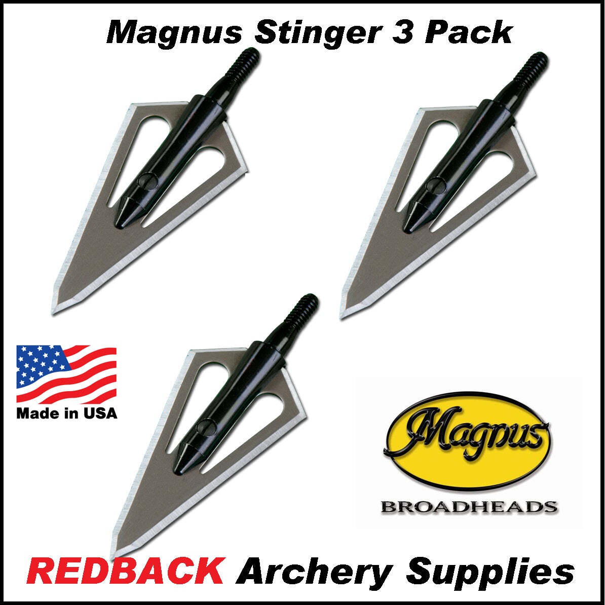 Magnus Stinger Broadheads 4 Blade 125 Grain Redback Archery 7548